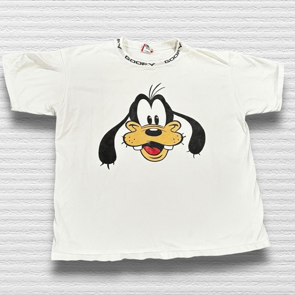 Vintage 90s Disney Designs Goofy Made In USA Single Stitch White T Shirt - Picture 1 of 7